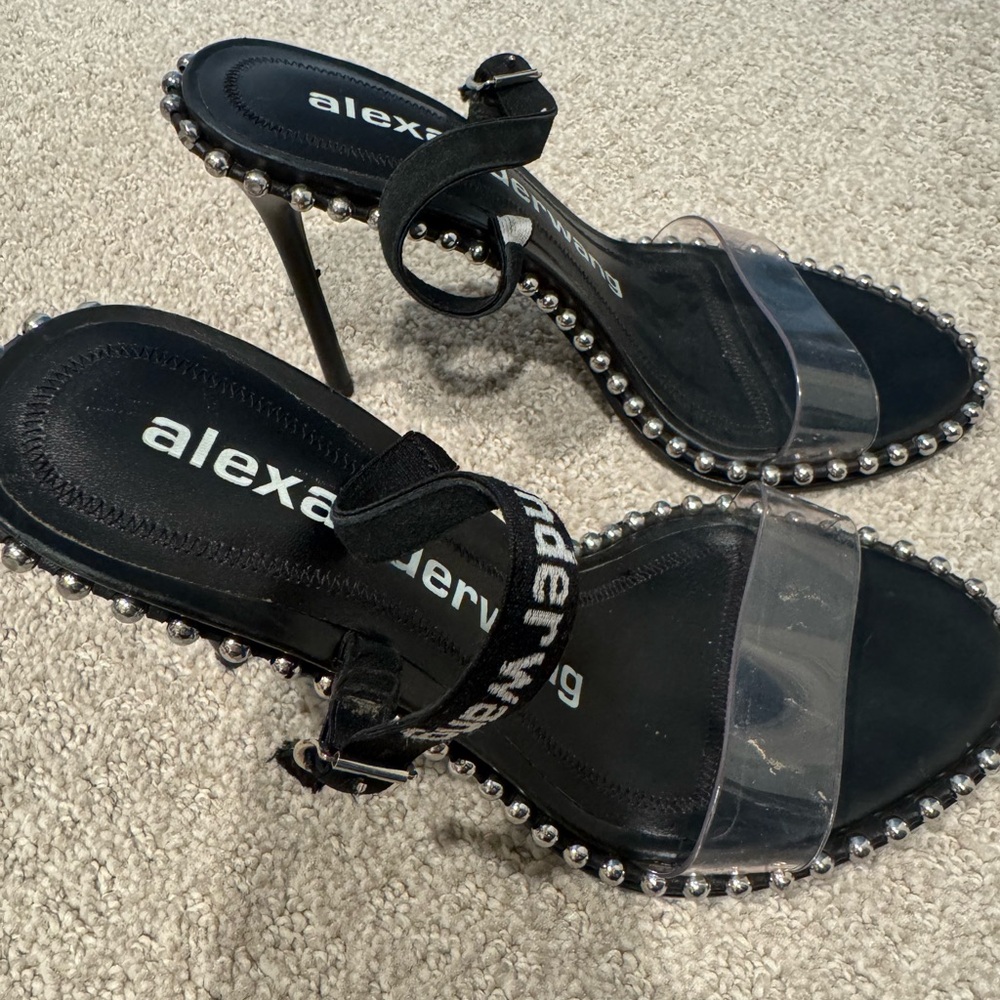 Alexander Wang Nova Crystal Studded Heels Size 37.5 Black